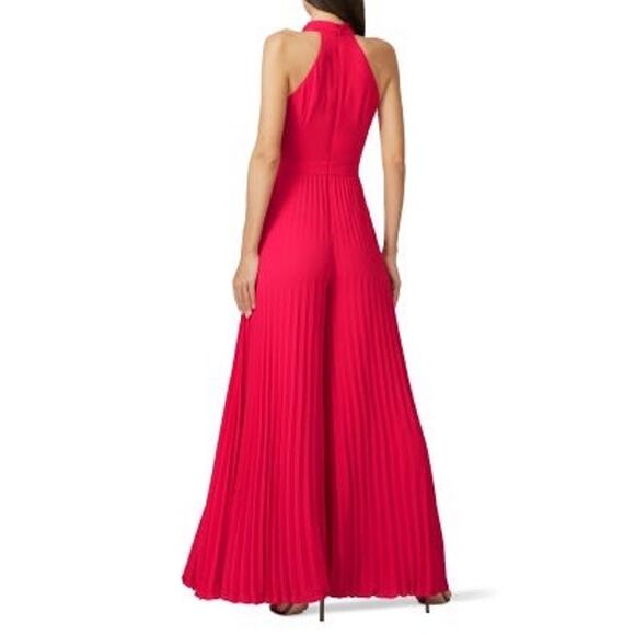 Halston Heritage Sleeveless Cowl Neck Flowy Wide Leg Jumpsuit Neon Pink size 0 - Picture 5 of 16